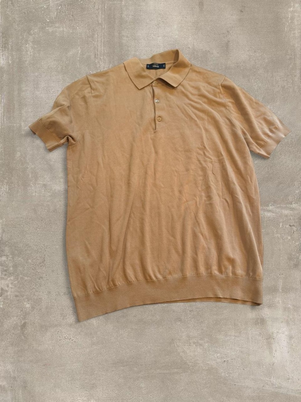 Mango Men's Short Sleeve Polo in Camel